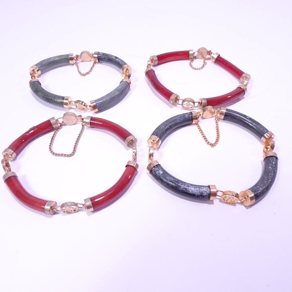 Designer Women's Resin Gold Link Bracelet Set of 4 NWOT 75 Ea Green Burgundy - Picture 5 of 7